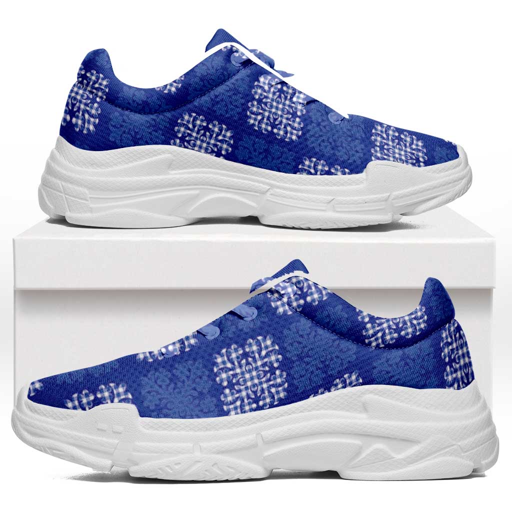 Royal Blue Palaka Quilt Hawaii Chunky Sneakers Traditional Hawaii-plaid Pattern LT14 Royal Blue - Polynesian Pride