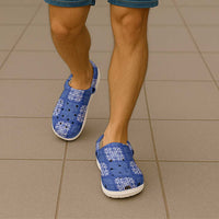 Royal Blue Palaka Quilt Hawaii Clogs Shoes Traditional Hawaii-plaid Pattern - Polynesian Pride