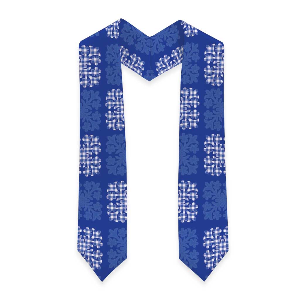 Royal Blue Palaka Quilt Hawaii Graduation Stole Traditional Hawaii-plaid Pattern - Polynesian Pride