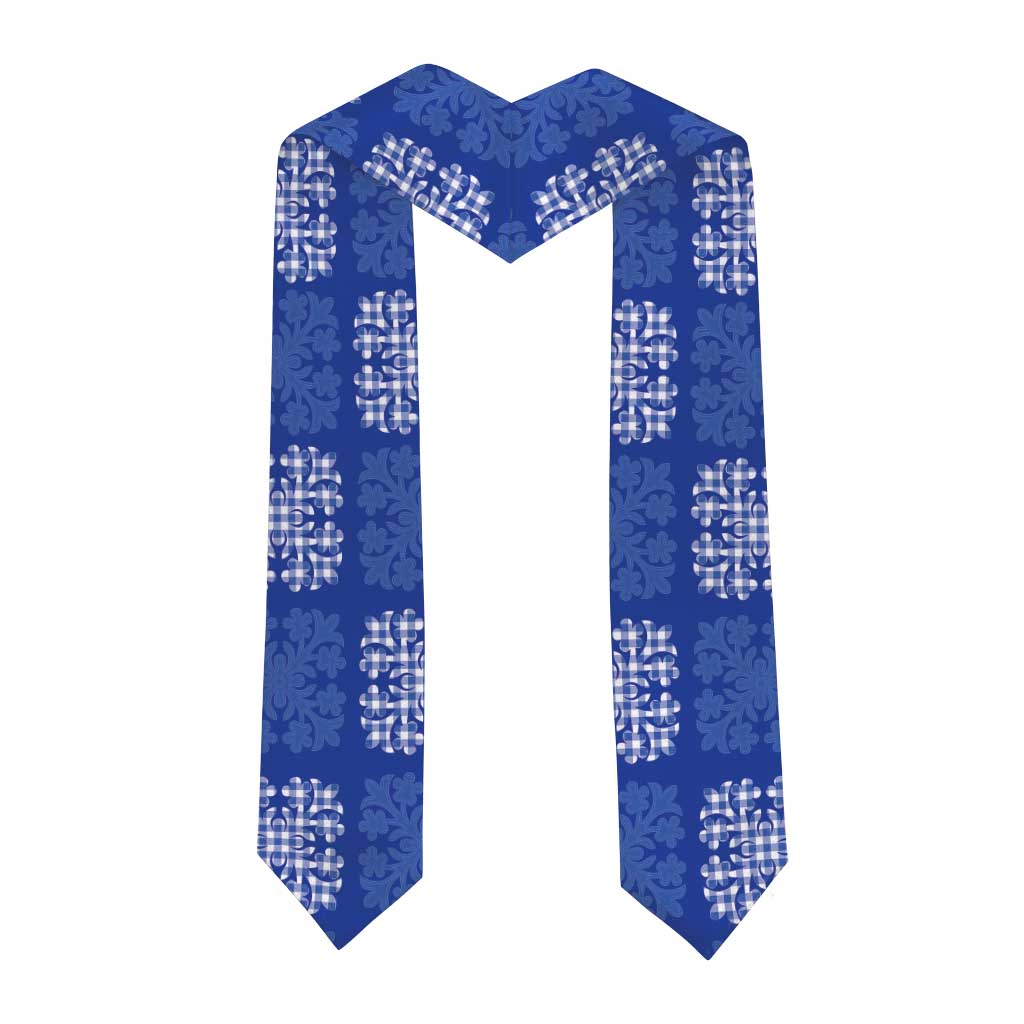 Royal Blue Palaka Quilt Hawaii Graduation Stole Traditional Hawaii-plaid Pattern - Polynesian Pride
