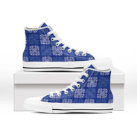 Royal Blue Palaka Quilt Hawaii High Top Shoes Traditional Hawaii-plaid Pattern - Polynesian Pride