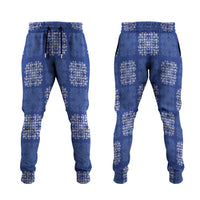 Royal Blue Palaka Quilt Hawaii Jogger Pants Traditional Hawaii-plaid Pattern - Polynesian Pride
