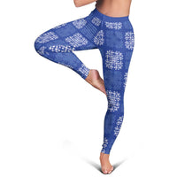 Royal Blue Palaka Quilt Hawaii Leggings Traditional Hawaii-plaid Pattern - Polynesian Pride