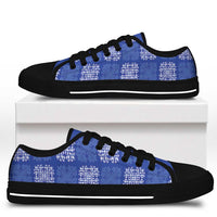 Royal Blue Palaka Quilt Hawaii Low Top Shoes Traditional Hawaii-plaid Pattern - Polynesian Pride