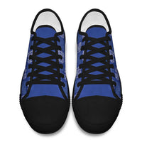 Royal Blue Palaka Quilt Hawaii Low Top Shoes Traditional Hawaii-plaid Pattern - Polynesian Pride