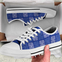 Royal Blue Palaka Quilt Hawaii Low Top Shoes Traditional Hawaii-plaid Pattern - Polynesian Pride