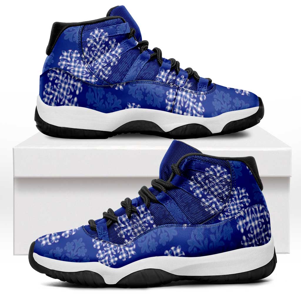 Royal Blue Palaka Quilt Hawaii Sneakers J11 Traditional Hawaii-plaid Pattern LT14 Royal Blue - Polynesian Pride