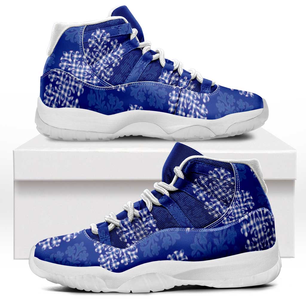 Royal Blue Palaka Quilt Hawaii Sneakers J11 Traditional Hawaii-plaid Pattern LT14 Royal Blue - Polynesian Pride