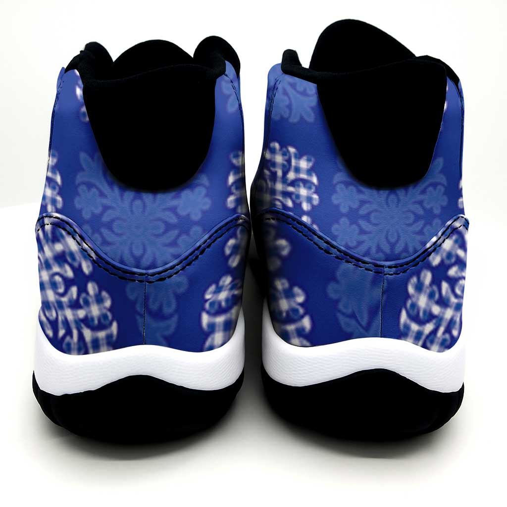 Royal Blue Palaka Quilt Hawaii Sneakers J11 Traditional Hawaii-plaid Pattern LT14 - Polynesian Pride
