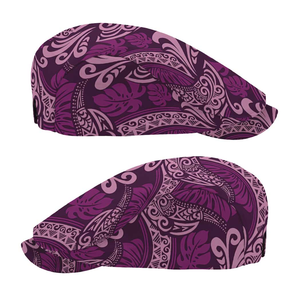 Royal Purple Monstera Jeff Hat Polynesian Tribal Pattern - Polynesian Pride