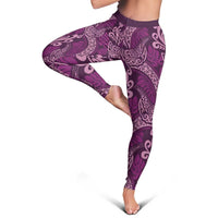 Royal Purple Monstera Leggings Polynesian Tribal Pattern - Polynesian Pride