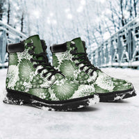 Sage Green Aloha Hawaii All Season Boots Monstera Hibiscus Plumeria Seamless Vibes - Polynesian Pride