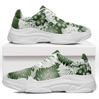 Sage Green Aloha Hawaii Chunky Sneakers Monstera Hibiscus Plumeria Seamless Vibes LT14 Sage Green - Polynesian Pride