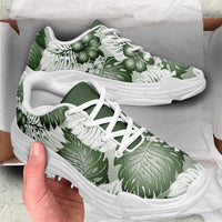Sage Green Aloha Hawaii Chunky Sneakers Monstera Hibiscus Plumeria Seamless Vibes LT14 - Polynesian Pride