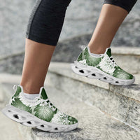 Sage Green Aloha Hawaii Clunky Sneakers Monstera Hibiscus Plumeria Seamless Vibes - Polynesian Pride