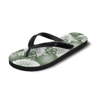 Sage Green Aloha Hawaii Flip Flops Monstera Hibiscus Plumeria Seamless Vibes - Polynesian Pride