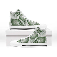 Sage Green Aloha Hawaii High Top Shoes Monstera Hibiscus Plumeria Seamless Vibes - Polynesian Pride