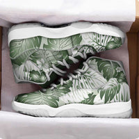 Sage Green Aloha Hawaii Sneakers J11 Monstera Hibiscus Plumeria Seamless Vibes LT14 - Polynesian Pride