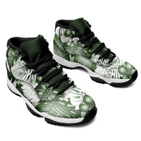 Sage Green Aloha Hawaii Sneakers J11 Monstera Hibiscus Plumeria Seamless Vibes LT14 - Polynesian Pride