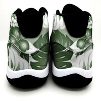 Sage Green Aloha Hawaii Sneakers J11 Monstera Hibiscus Plumeria Seamless Vibes LT14 - Polynesian Pride