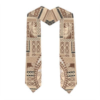 Samoa Siapo Elegant Graduation Stole Hibiscus Beige Motifs LT05 - Polynesian Pride