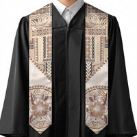 Samoa Siapo Elegant Graduation Stole Hibiscus Beige Motifs LT05 - Polynesian Pride