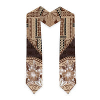 Samoa Siapo Elegant Graduation Stole Hibiscus Chocolate Brown Motifs LT05 - Polynesian Pride