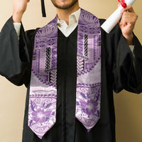 Samoa Siapo Elegant Graduation Stole Hibiscus Violet Motifs LT05 - Polynesian Pride