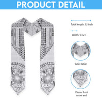 Samoa Siapo Elegant Graduation Stole Hibiscus White Motifs LT05 - Polynesian Pride