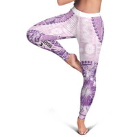 Samoa Siapo Elegant Leggings Hibiscus Violet Motifs - Polynesian Pride