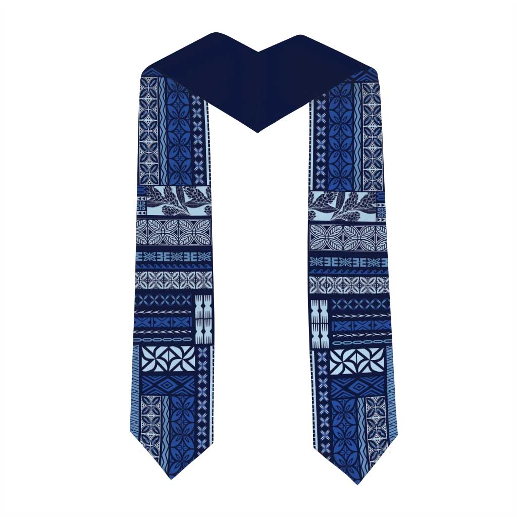 Samoa Siapo Mamanu Custom Graduation Stole Blue Waves Motifs