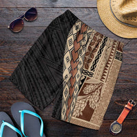 Samoa Siapo Motif Half Style Shorts for Men Brown Version - Polynesian Pride