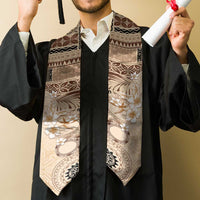 Samoa Siapo Pattern With Beige Hibiscus Graduation Stole LT05 - Polynesian Pride