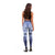 Samoa Siapo Pattern With Navy Hibiscus Leggings - Polynesian Pride