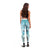 Samoa Siapo Pattern With Teal Hibiscus Leggings - Polynesian Pride