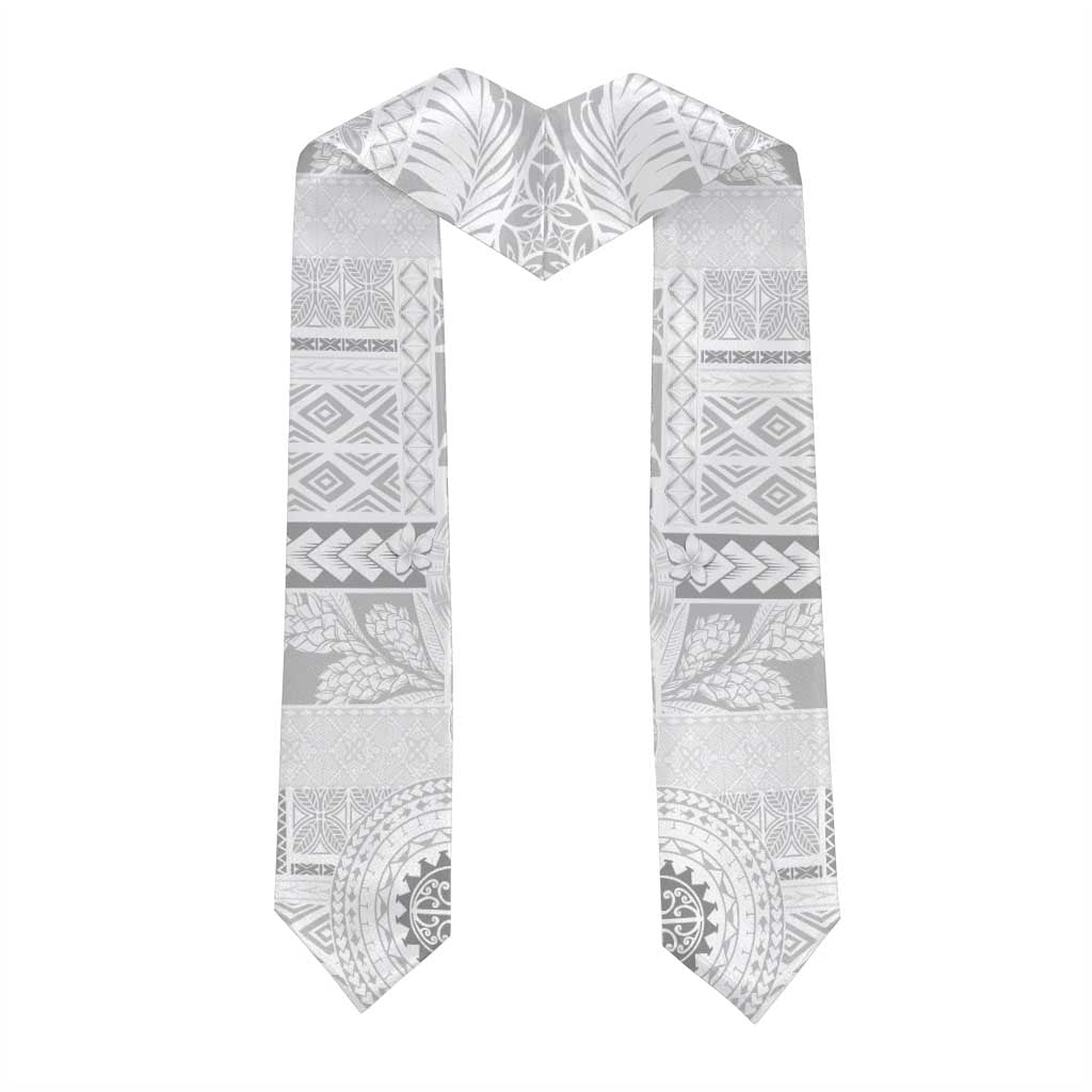 Samoa Siapo Pattern With White Hibiscus Graduation Stole