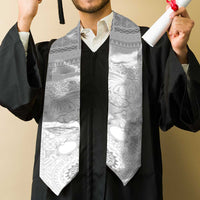 Samoa Siapo Pattern With White Hibiscus Graduation Stole