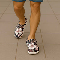 Samoa Siapo Tribal Pattern Clogs Shoes Brown Polynesian Plumeria Tapa Motif LT9 - Polynesian Pride