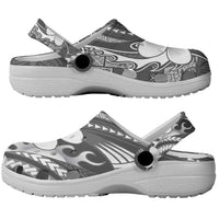 Samoa Siapo Tribal Pattern Clogs Shoes Light Gray Polynesian Plumeria Tapa Motif LT9 - Polynesian Pride
