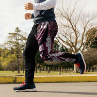 Samoa Siapo Tribal Pattern Jogger Pants Violet Polynesian Plumeria Tapa Motif LT9 - Polynesian Pride