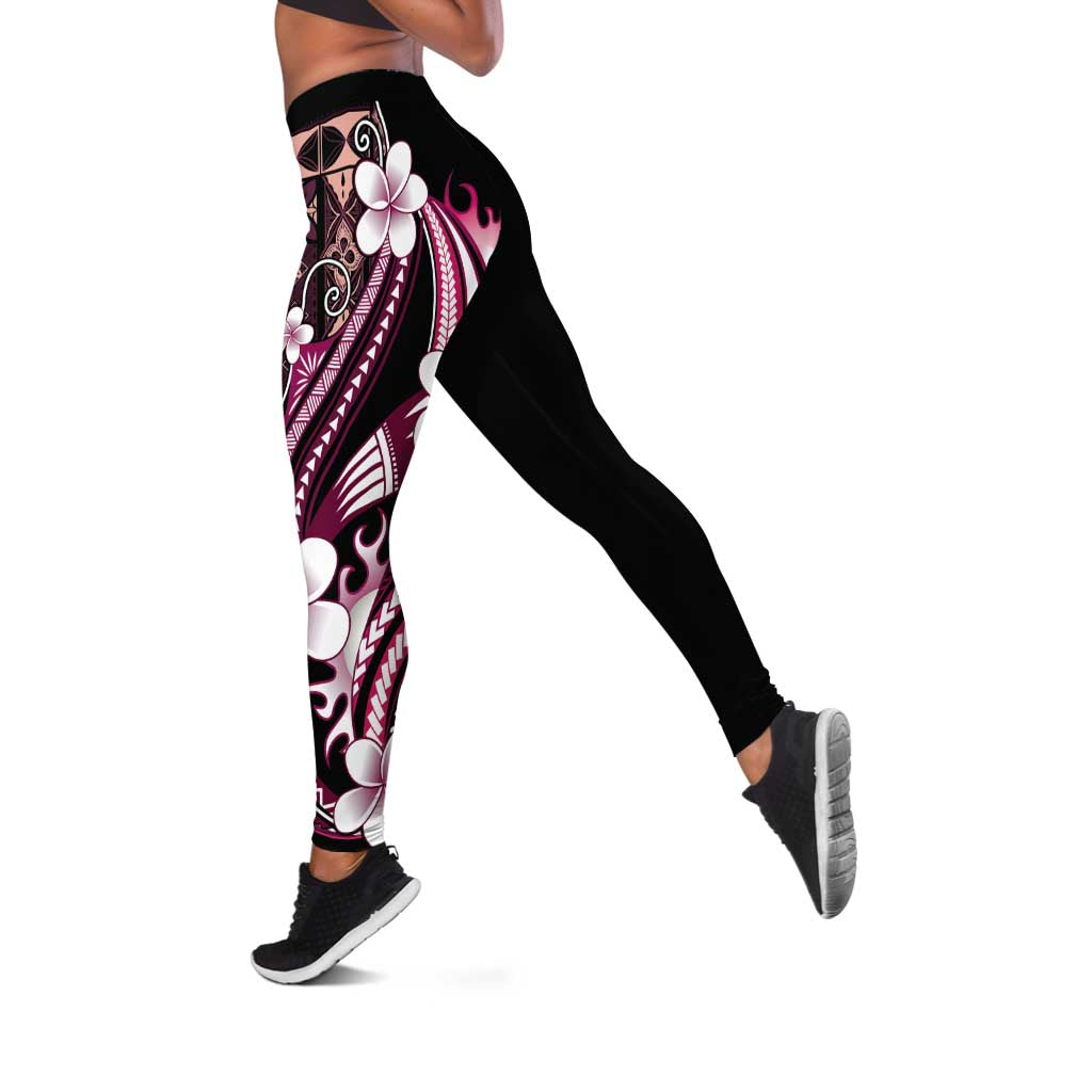Samoa Siapo Tribal Pattern Leggings Violet Polynesian Plumeria Tapa Motif LT9 Violet - Polynesian Pride