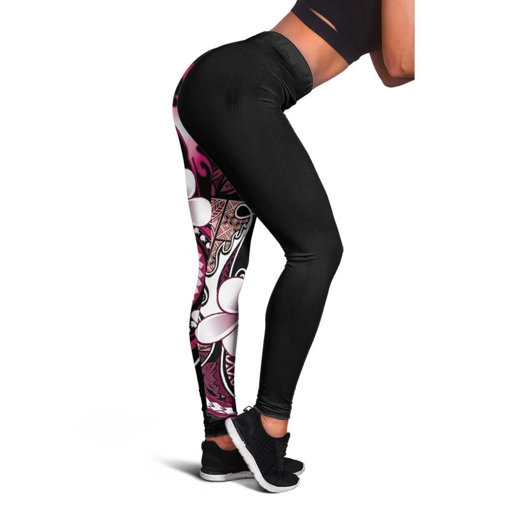 Samoa Siapo Tribal Pattern Leggings Violet Polynesian Plumeria Tapa Motif LT9 - Polynesian Pride
