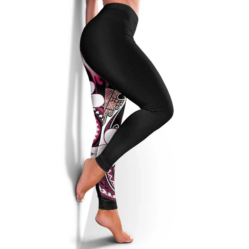 Samoa Siapo Tribal Pattern Leggings Violet Polynesian Plumeria Tapa Motif LT9 - Polynesian Pride