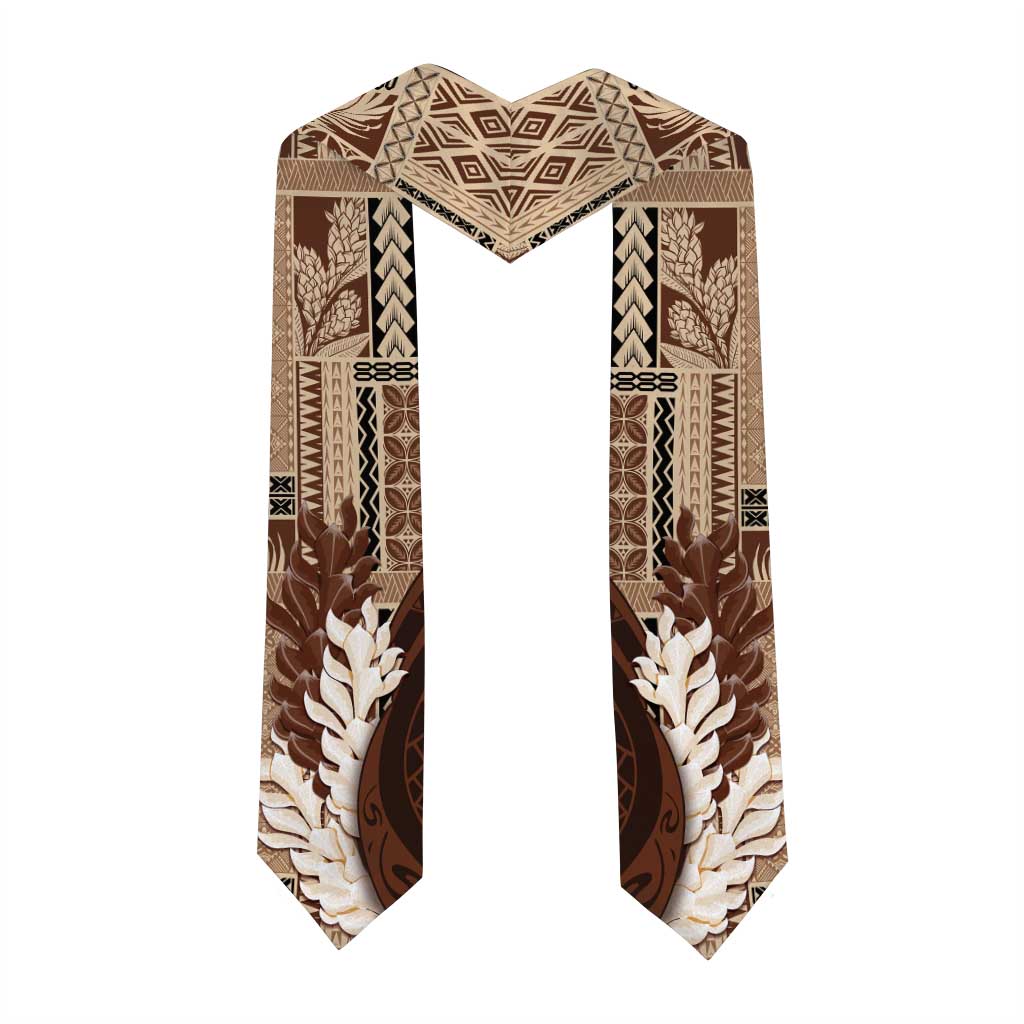 Samoa Teuila Graduation Stole Samoan Siapo Pattern Brown Version LT05 - Polynesian Pride