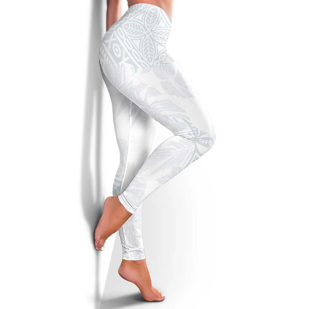 Samoa White Sunday Leggings Hibiscus Special