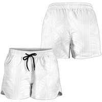 Samoan DNA Art Tattoo Shorts for Women Polynesian Pattern All White LT03 - Polynesian Pride