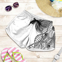 Samoan DNA Art Tattoo Shorts for Women Polynesian Pattern White Color LT03 White - Polynesian Pride