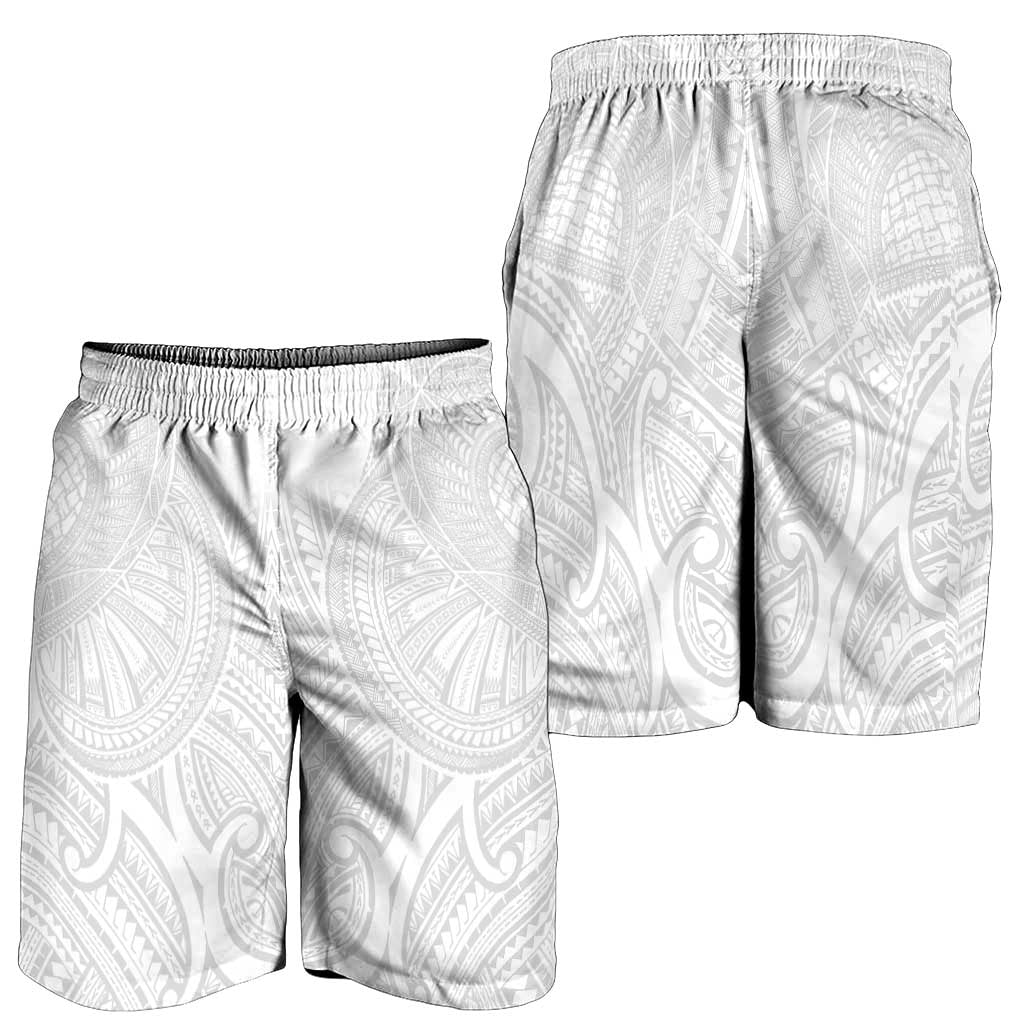 Samoan Traditional Art Tattoos Shorts for Men Tatau Roman Reigns White Color - Polynesian Pride