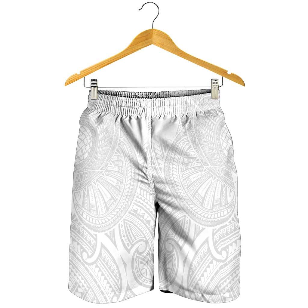 Samoan Traditional Art Tattoos Shorts for Men Tatau Roman Reigns White Color - Polynesian Pride