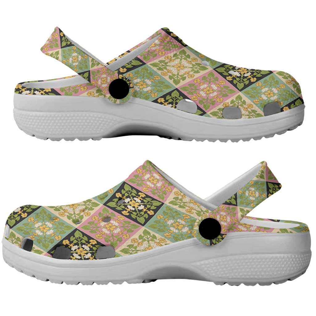 Seamless Pattern Puakenikeni and Kalo Clogs Shoes - Polynesian Pride